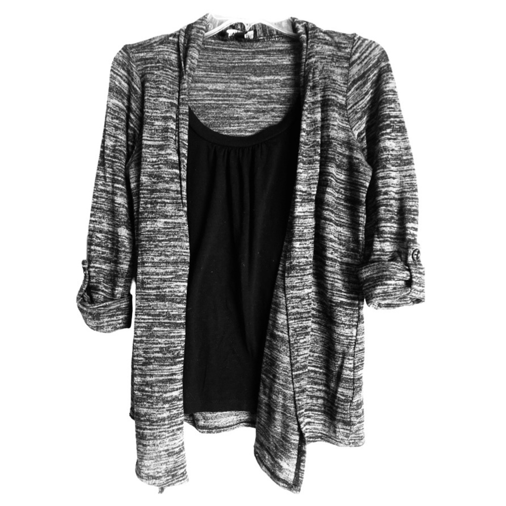 I.N. Studio Black Cardigan Knit Shirt 14P